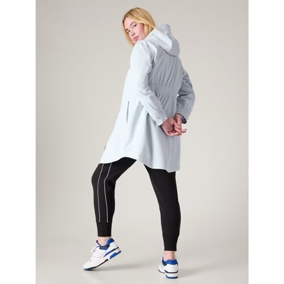 New ATHLETA 2X RainOut Sutro Long Trench in Snowfall Blue - Picture 8 of 11